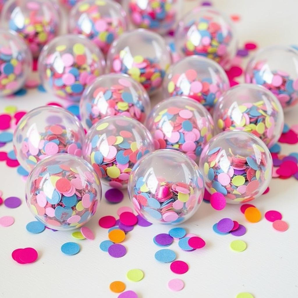 Clear Plastic Balls Filled with Colorful Confetti