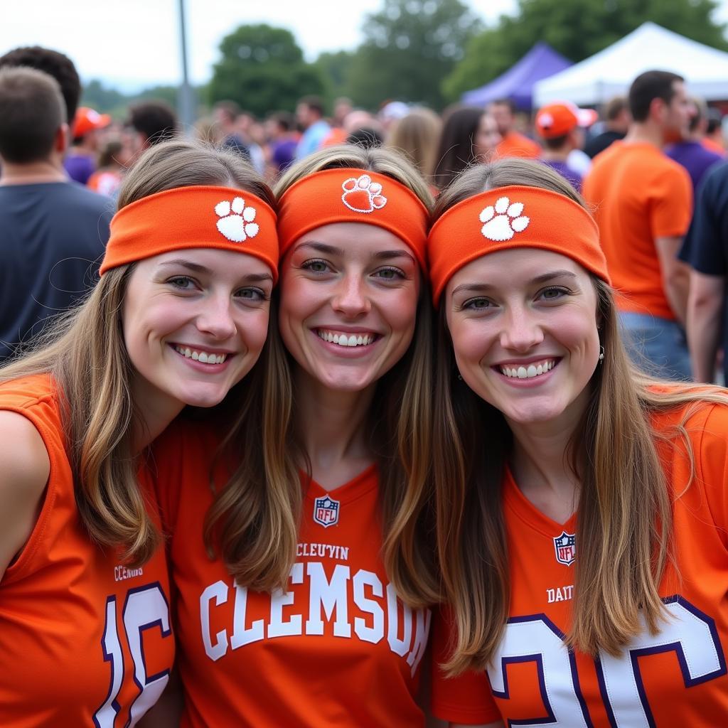 Clemson fans showing their spirit with headbands