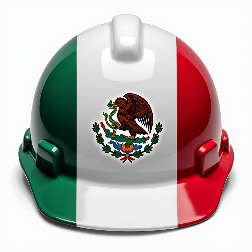 Close-Up View of a Mexican Flag Hard Hat