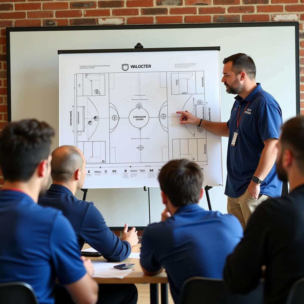 Coach Explaining Strategy with a Dugout Chart