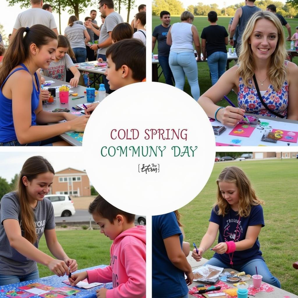 Families enjoying activities at a Cold Spring Community Day