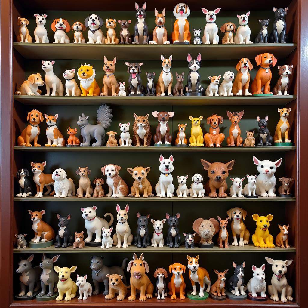 Collectible Animal Bobble Heads in Display Case