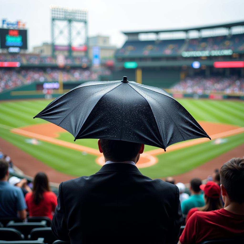 Compact baseball umbrella for rain protection at games