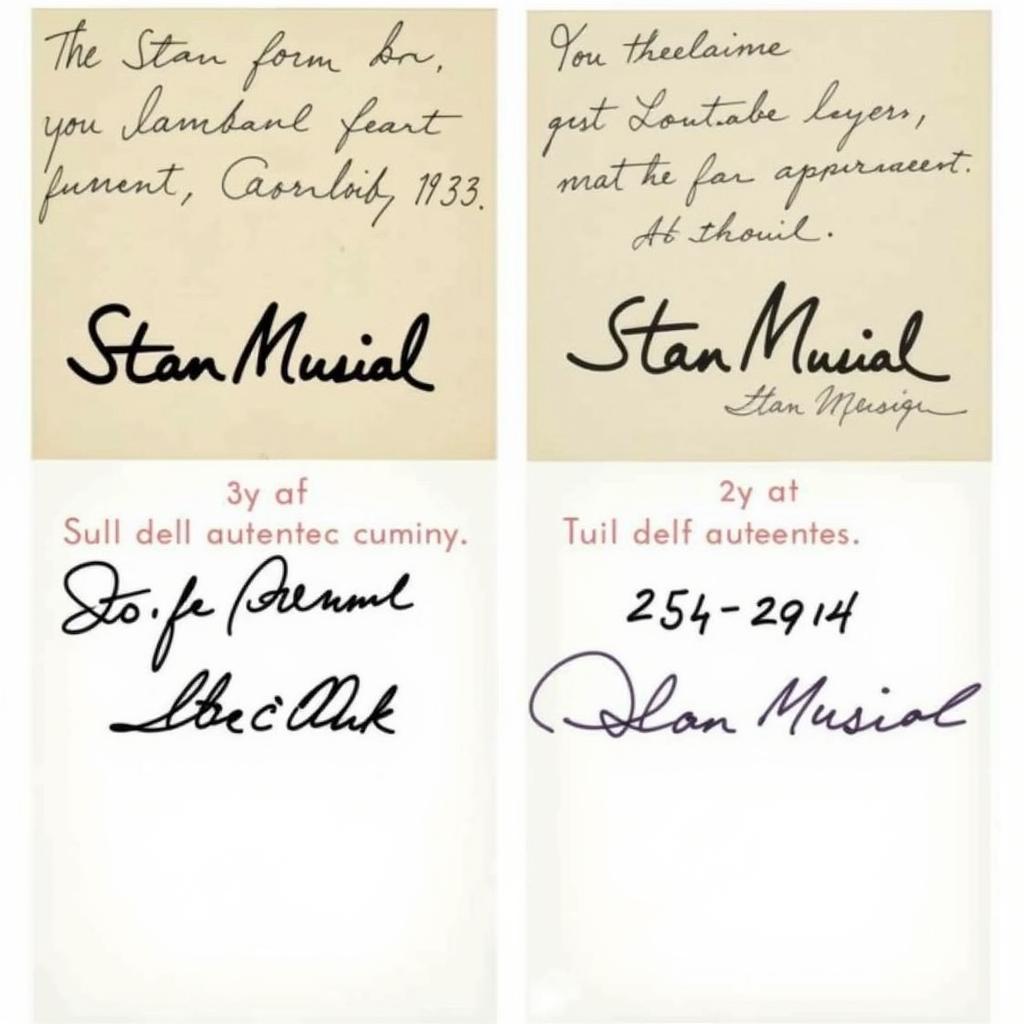 Comparing authentic and fake Stan Musial autographs