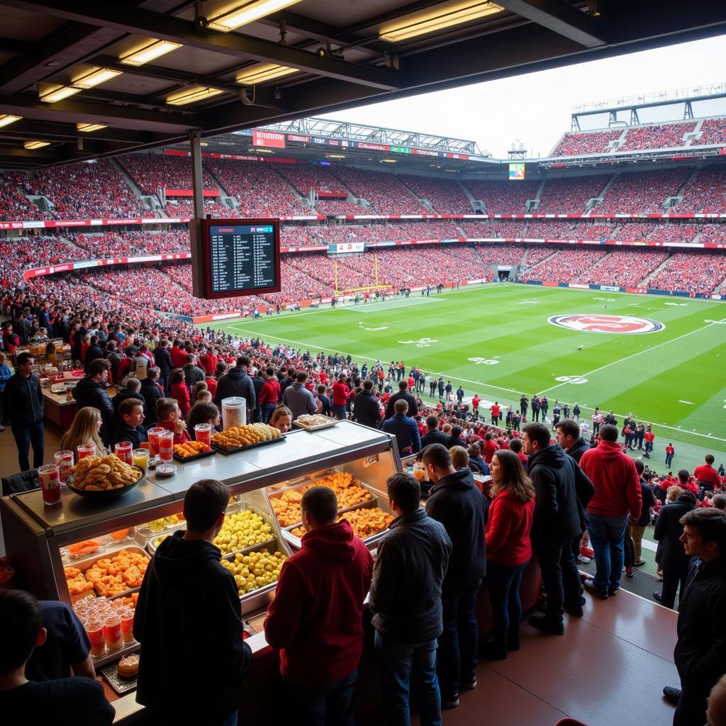 Concession stand prices at a football stadium