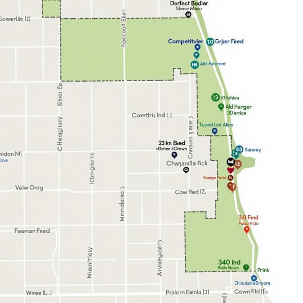 Map of Softball Fields in Cook County