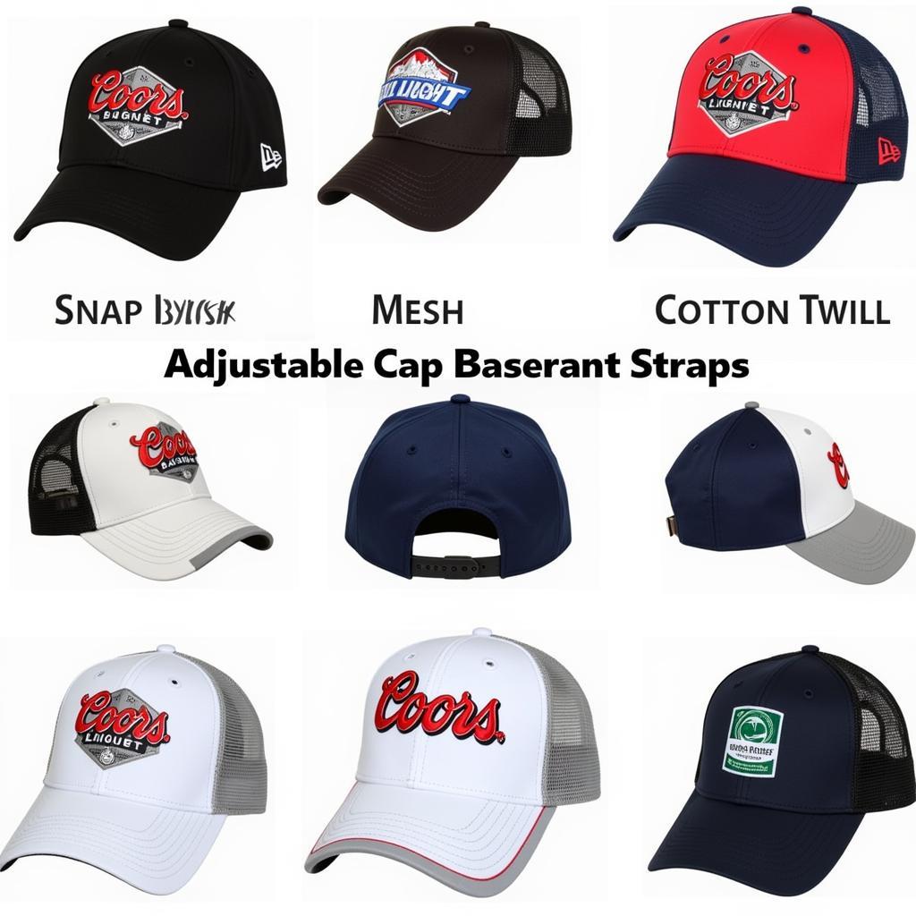 Various Styles of Coors Baseball Caps