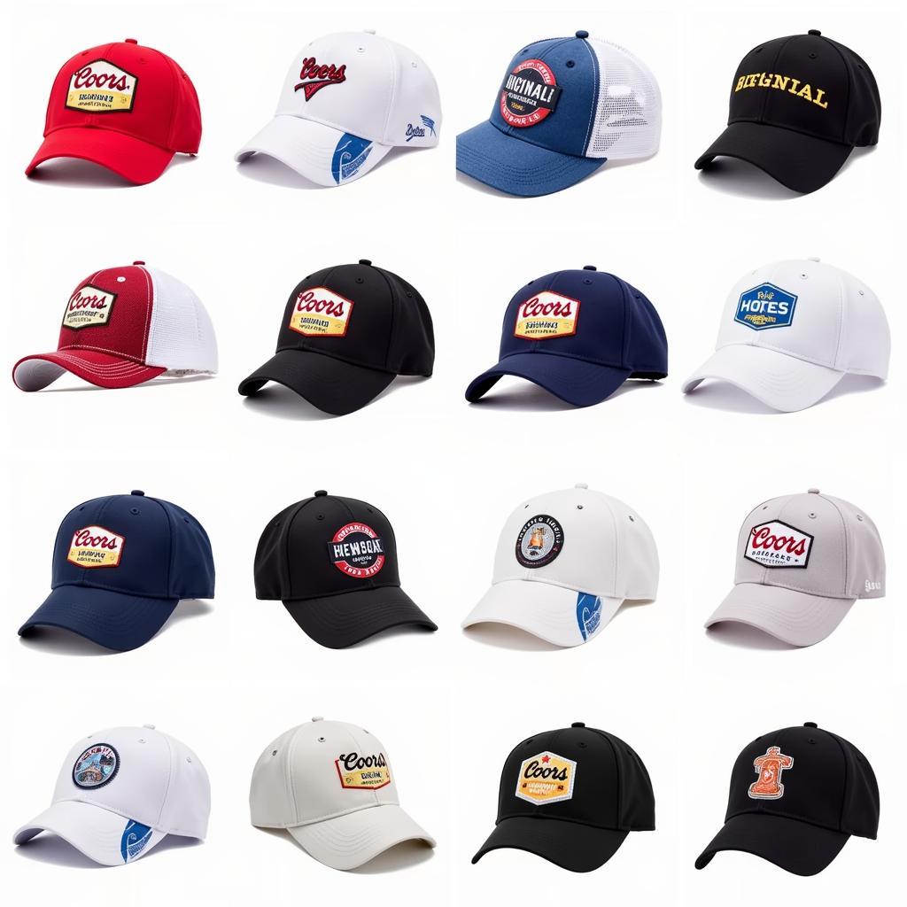 Different styles of Coors Original hats.