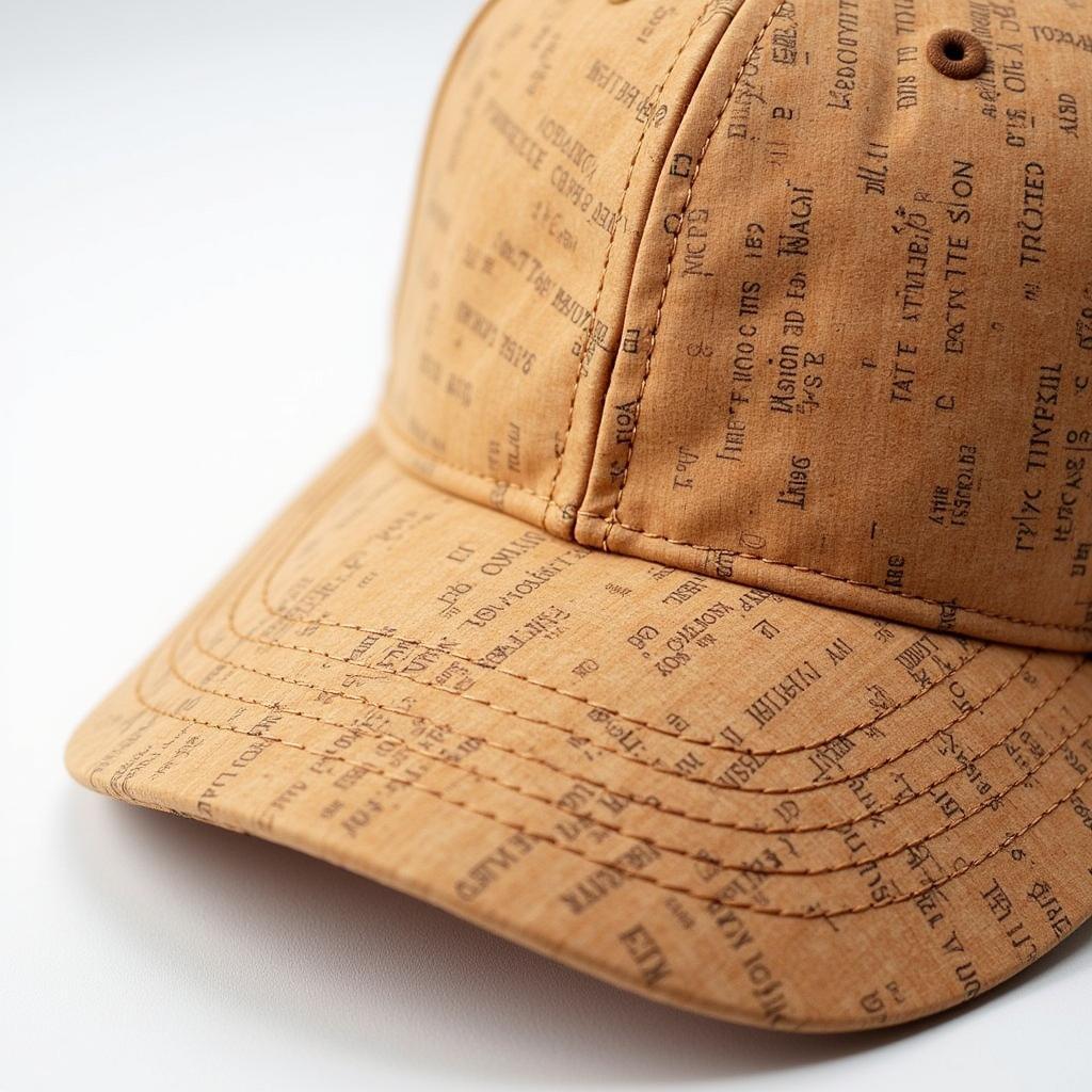 Close-up of a Cork Baseball Hat Showing Texture and Detail