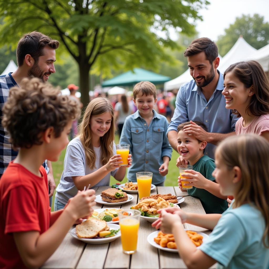 Families enjoying the Corn Tomato and Beer Festival