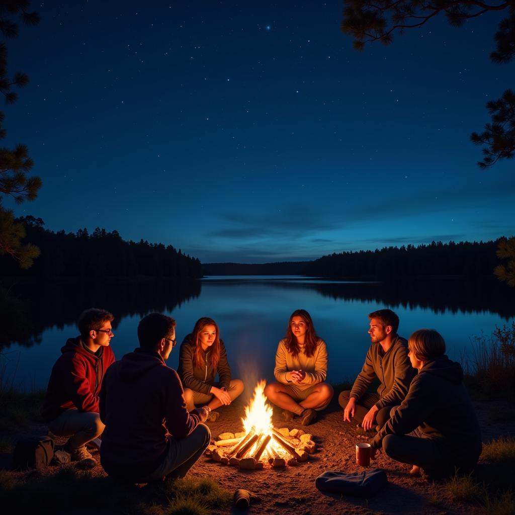 Campfire Stories at a Cowboy Evening on the Red River