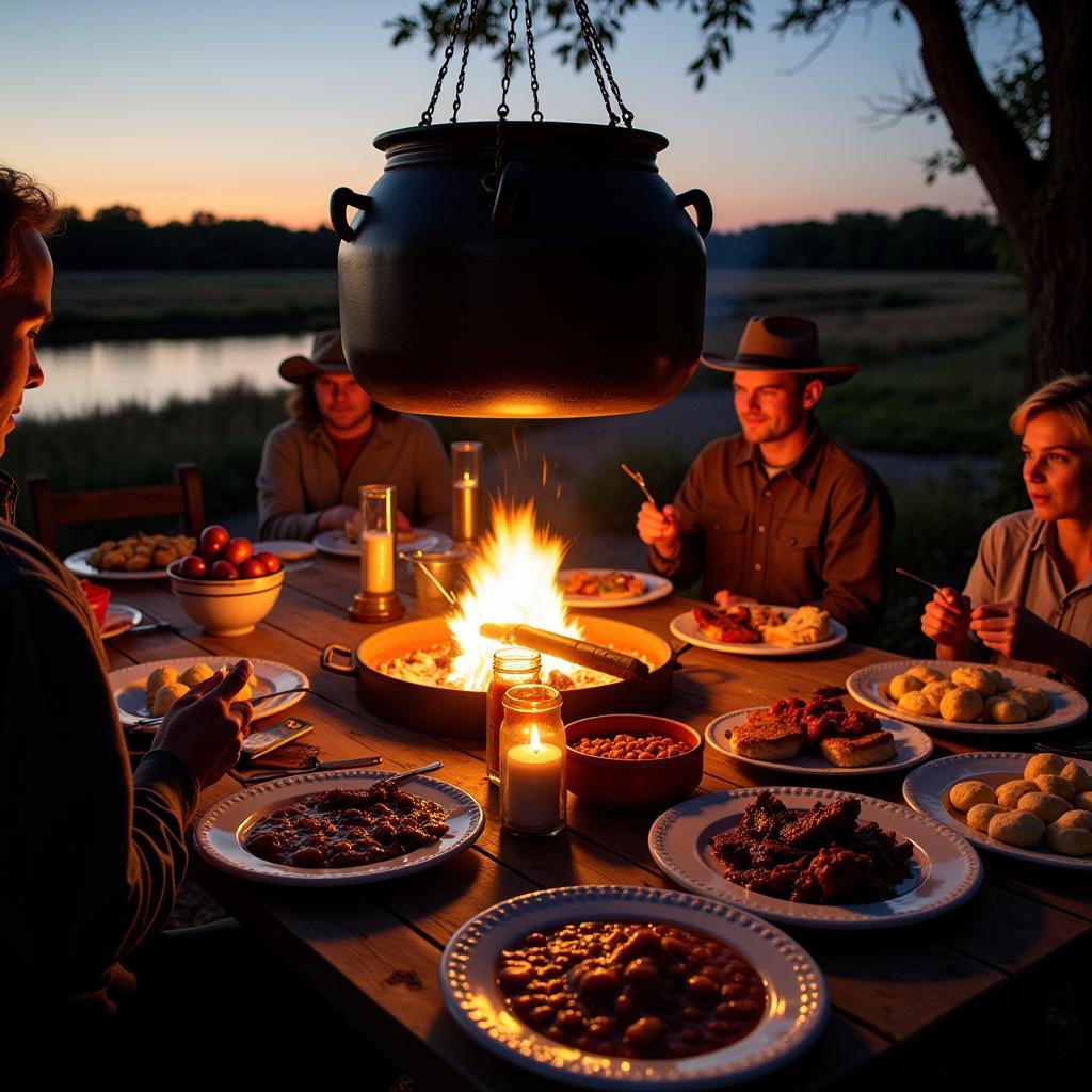 Chuck Wagon Dinner at a Cowboy Evening on the Red River