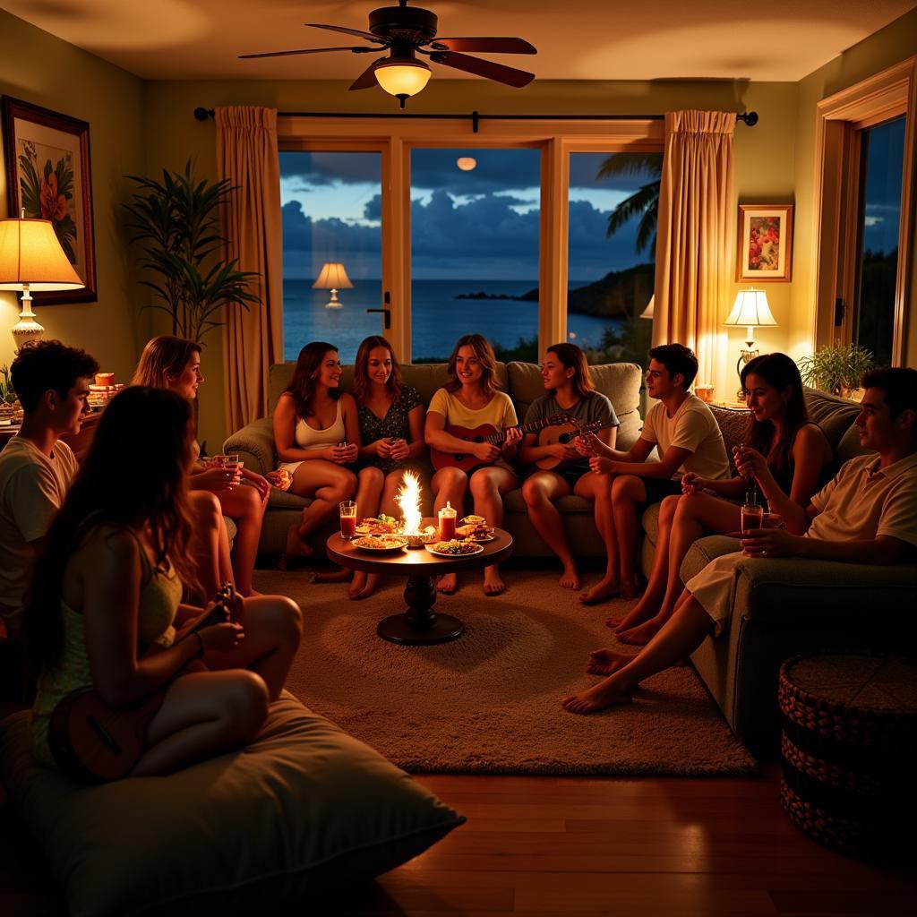 Creating a relaxing aloha night atmosphere at home with friends and family.