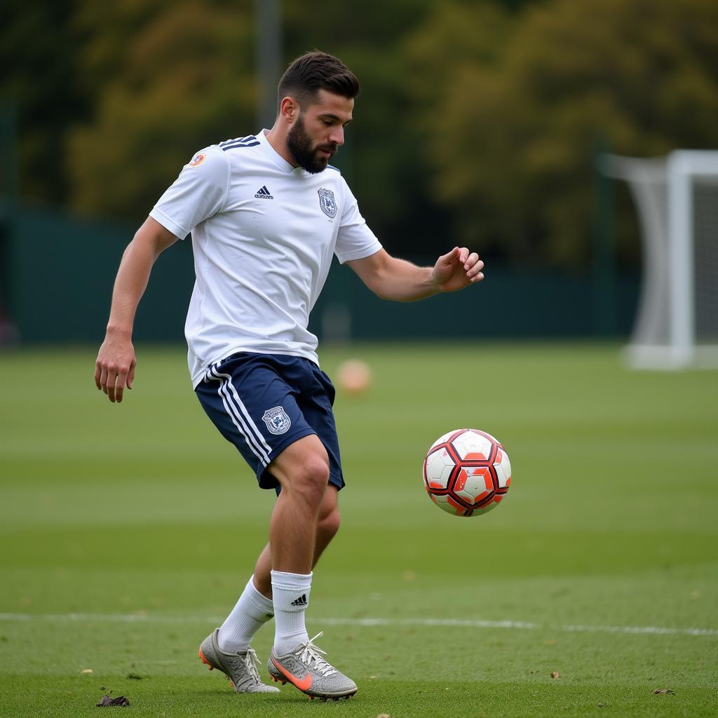 Creed Royal Service Training: A footballer diligently practicing ball control drills.