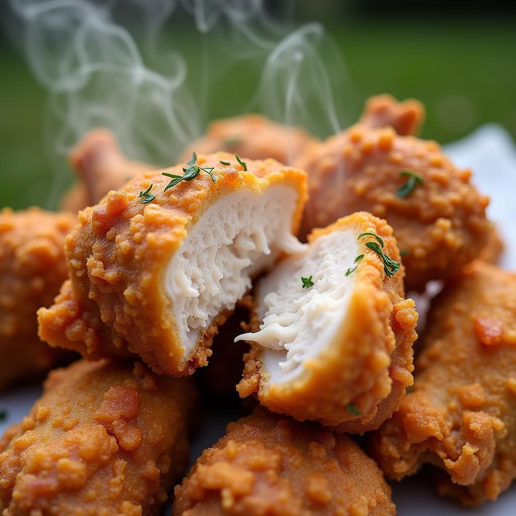 Crispy fried chicken with juicy meat