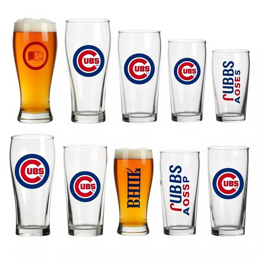 Variety of Chicago Cubs Pint Glasses