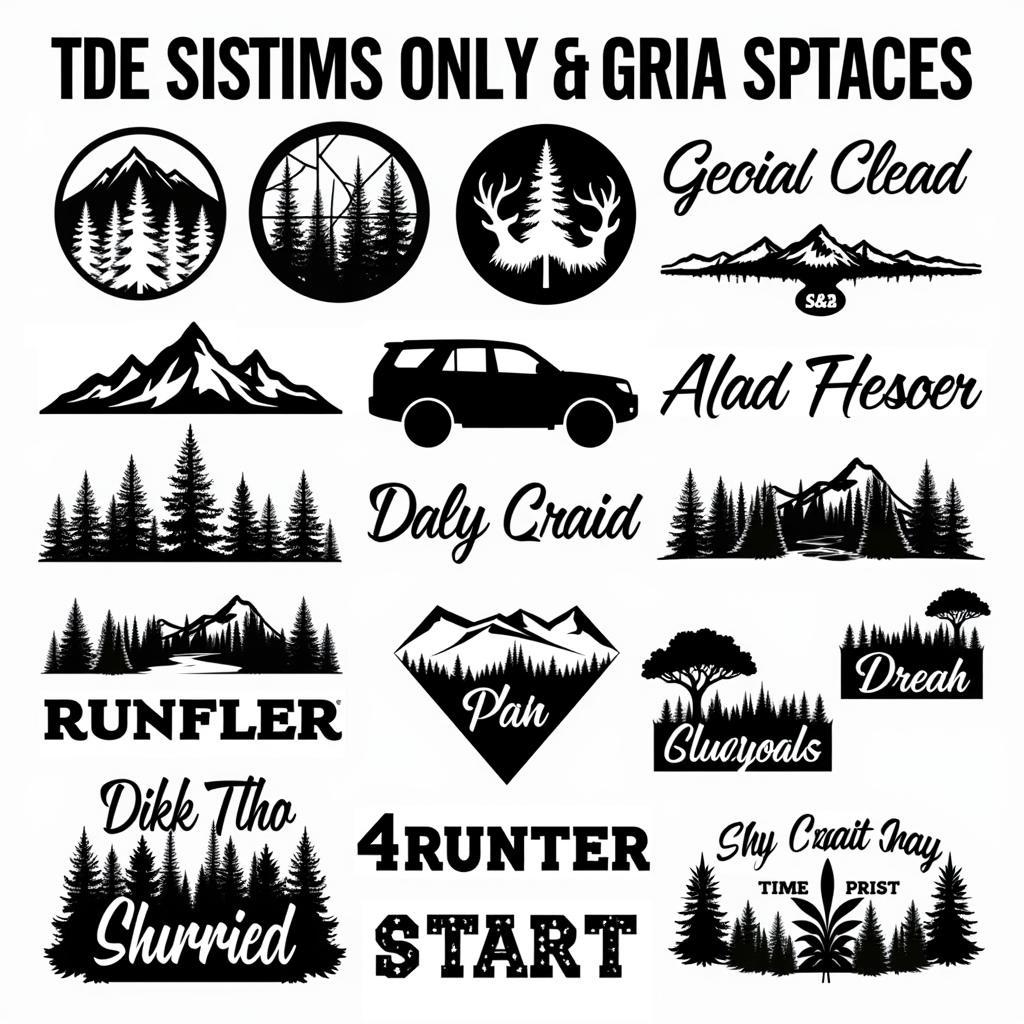 Custom 4Runner Decal Designs - A collection of various custom 4Runner decal designs, showcasing different themes, styles, and sizes.