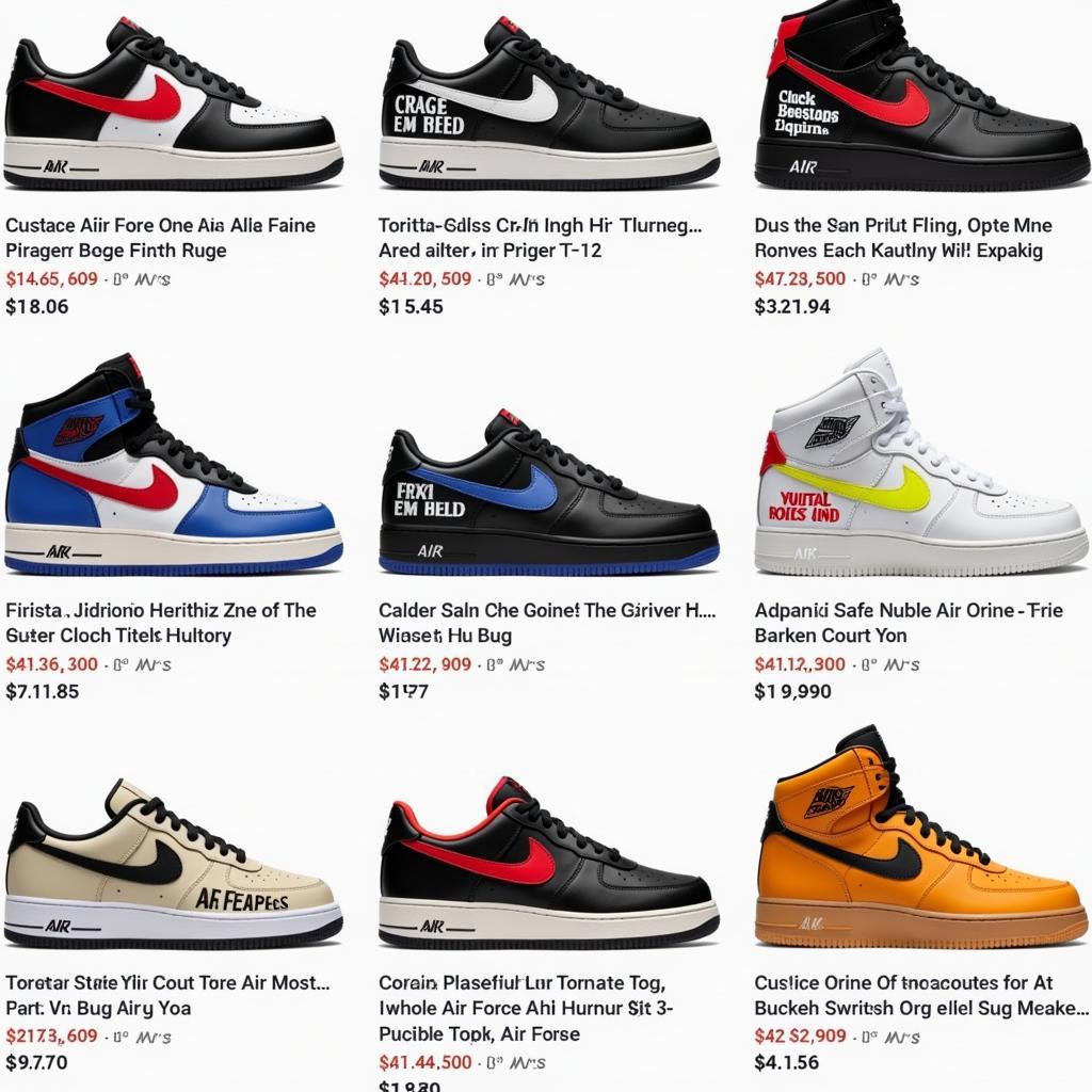 Custom Air Force Ones Displayed on an Online Marketplace