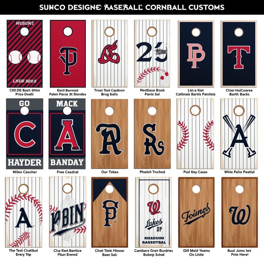 Custom designed baseball cornhole boards