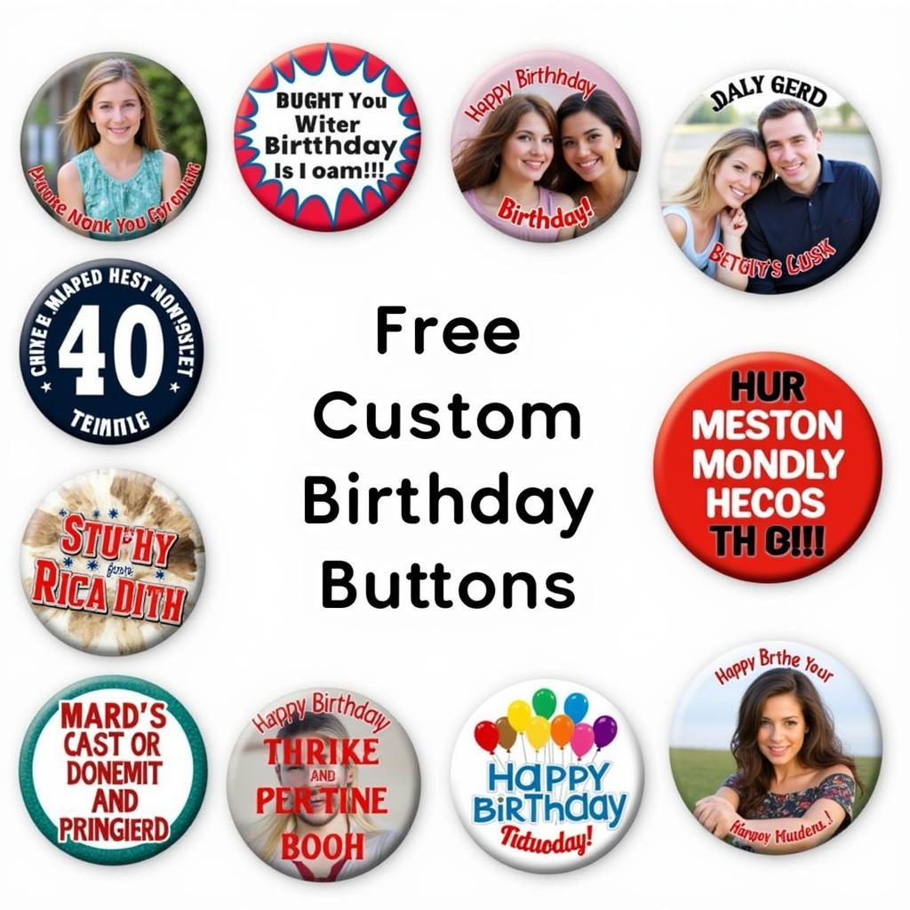 Custom birthday button design ideas for inspiration.