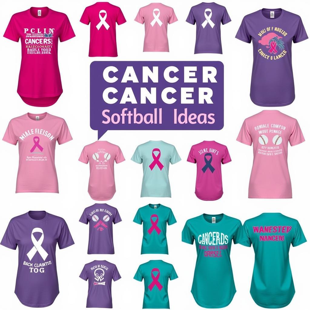 Different design ideas for cancer softball shirts