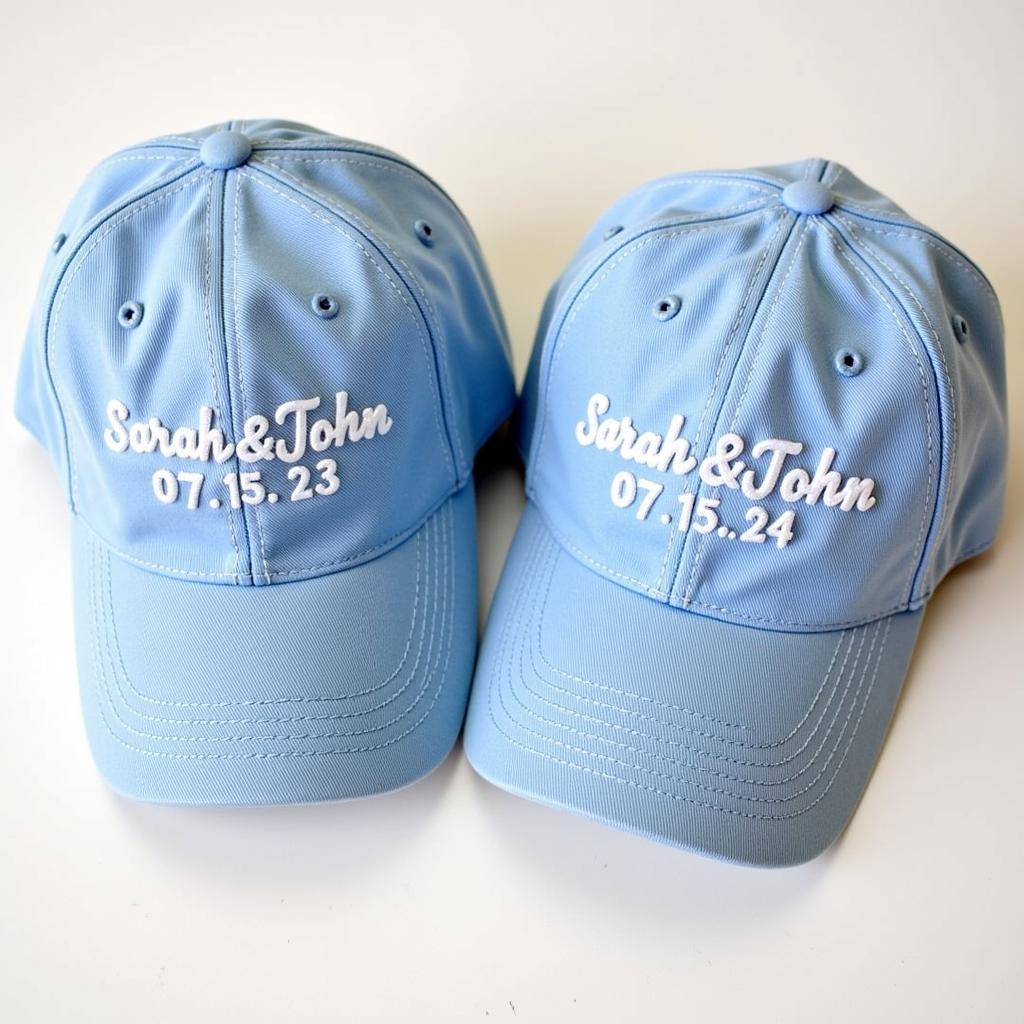 Custom Embroidered Wedding Baseball Hats with Names and Date