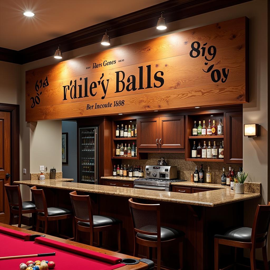 Custom Game Room Sign Above Bar