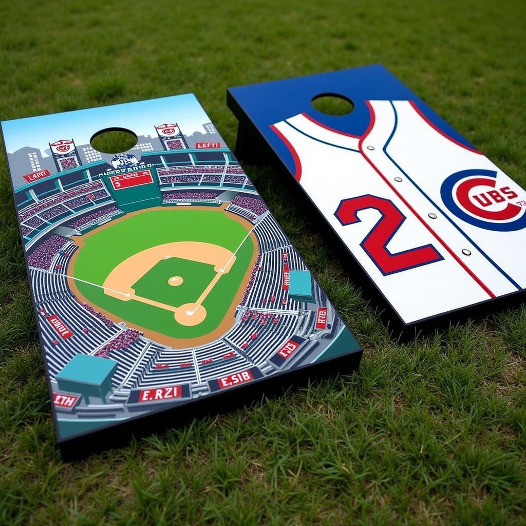 Custom Painted Baseball Cornhole Boards