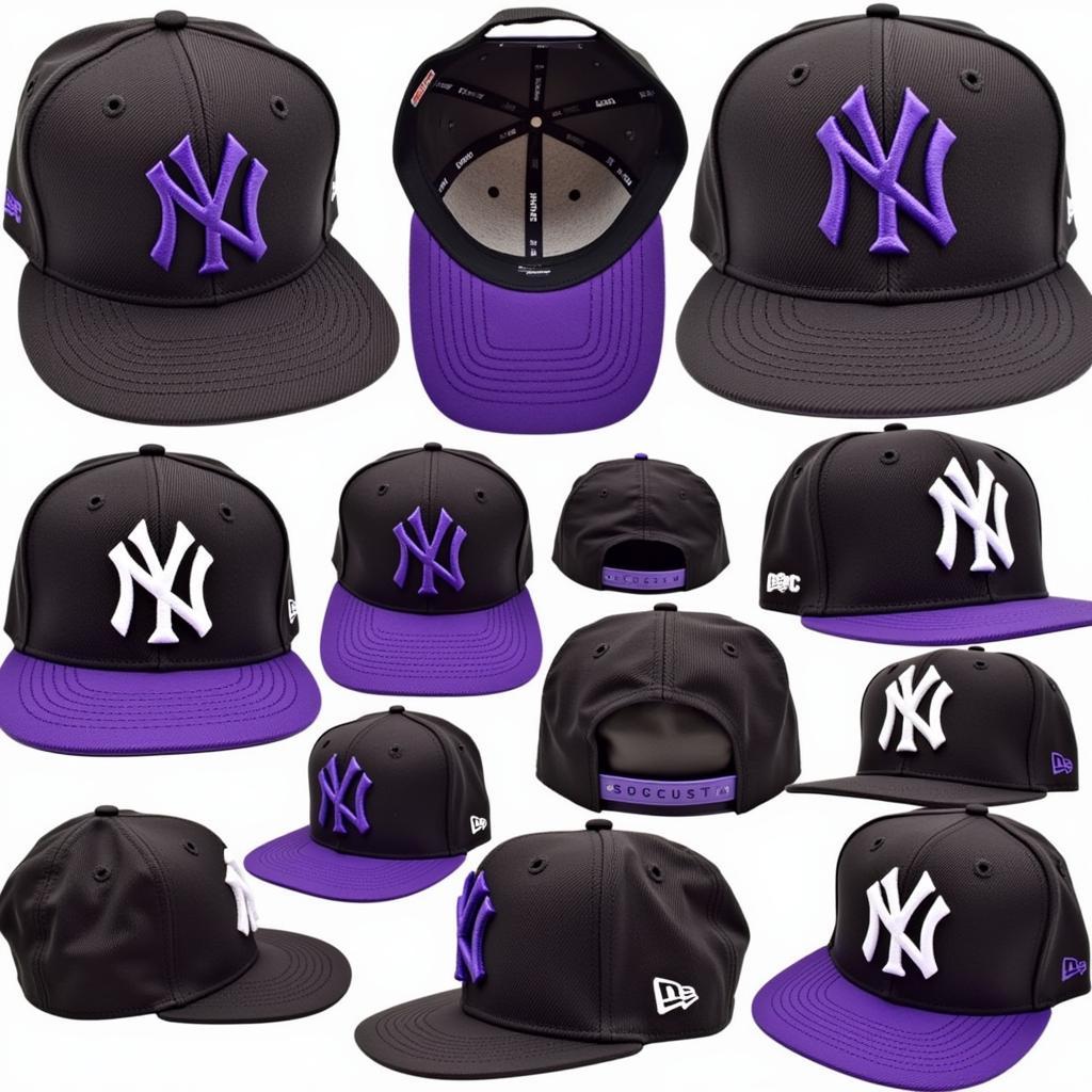 Custom Yankees Hats with Purple Accents