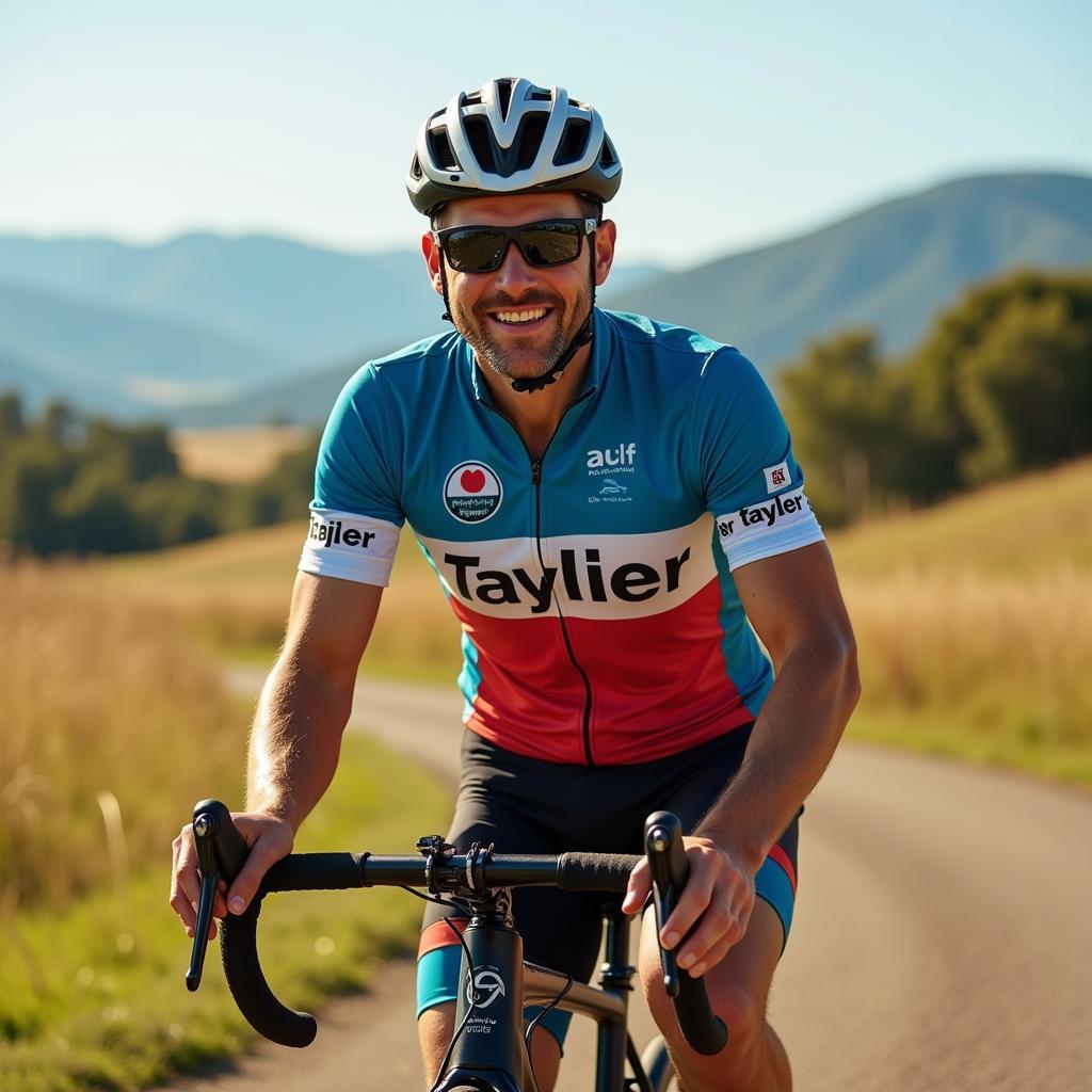 Cyclist proudly wearing a Major Taylor jersey