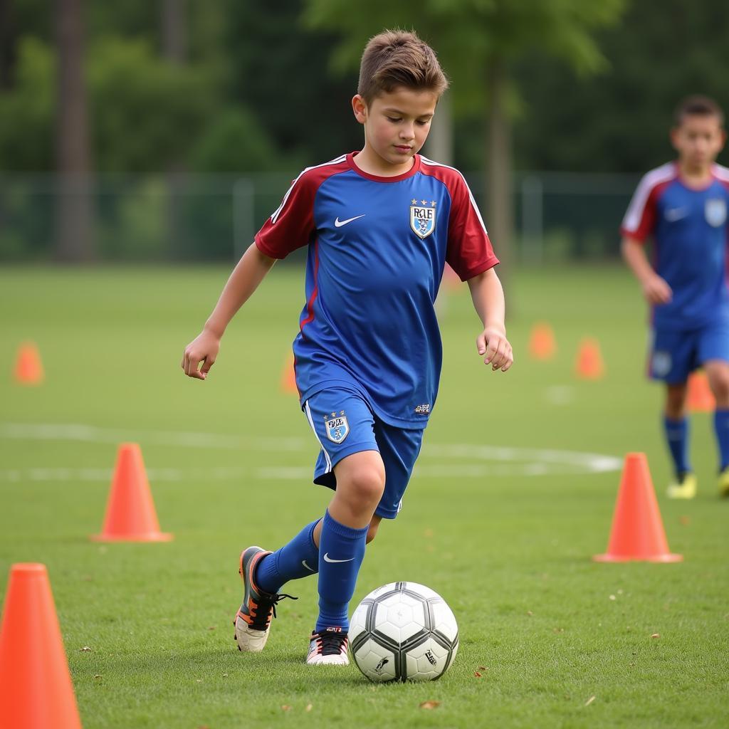 Youth Soccer Player Practicing Dribbling in Danville