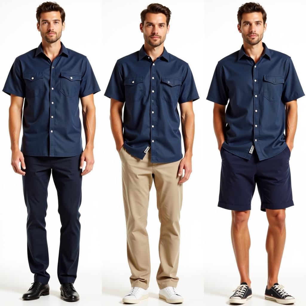 Dark blue Hawaiian shirts in different fits - slim, regular, relaxed