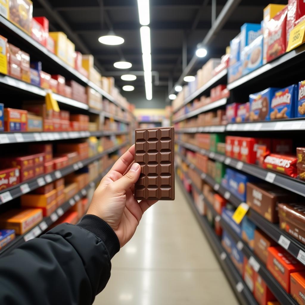 Dat Chocolate Bars in Supermarket Aisle