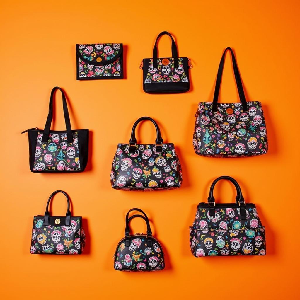 Collection of Day of the Dead Handbags in Various Styles