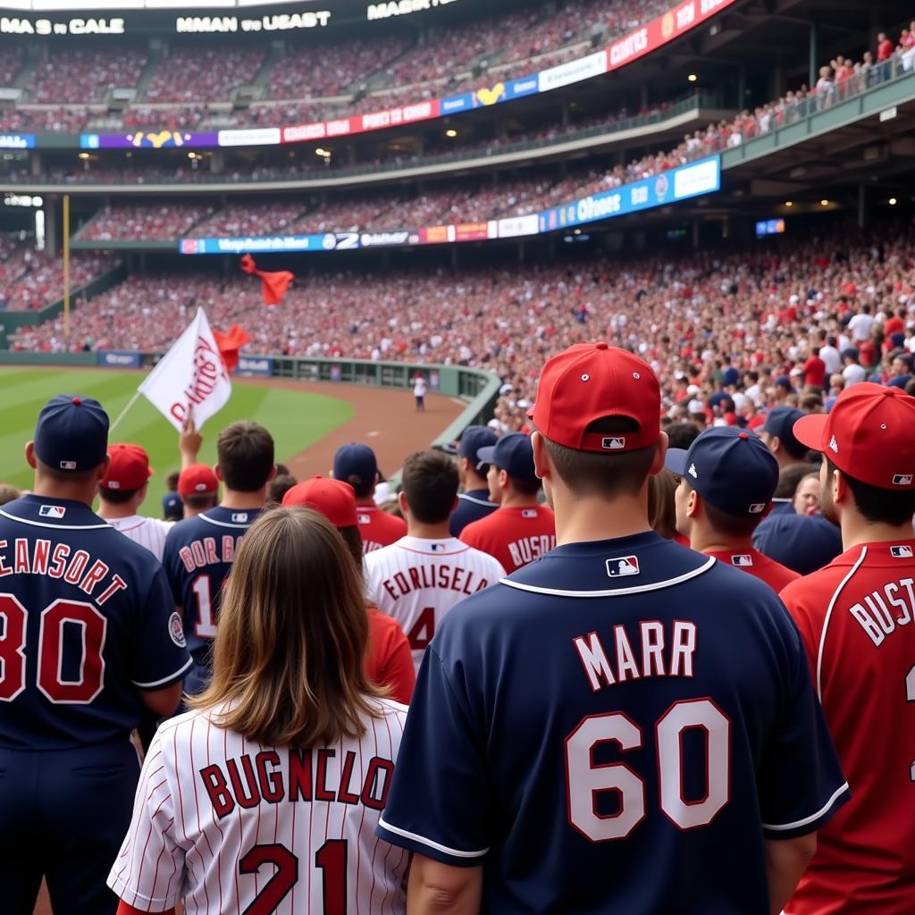 Fans wearing db jerseys at a baseball game