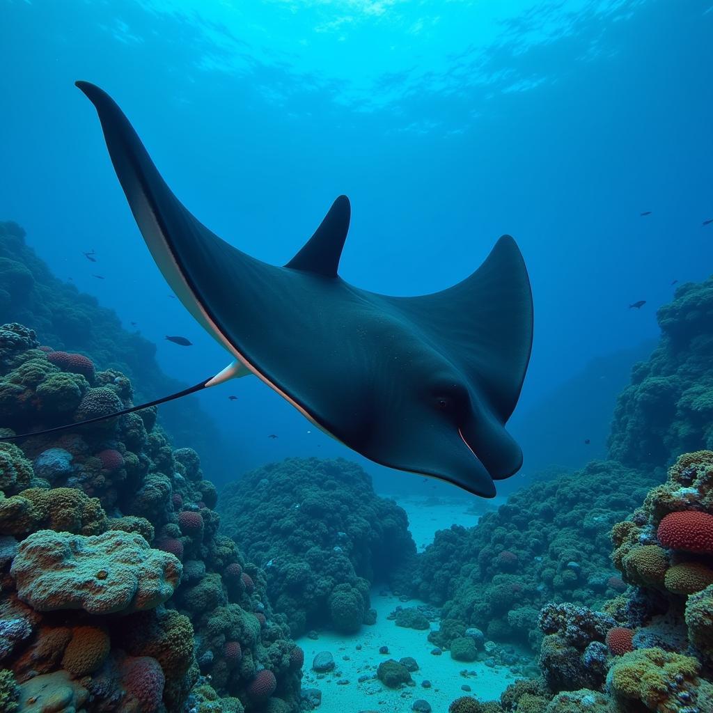 Dearbought Devil Ray in its natural ocean habitat