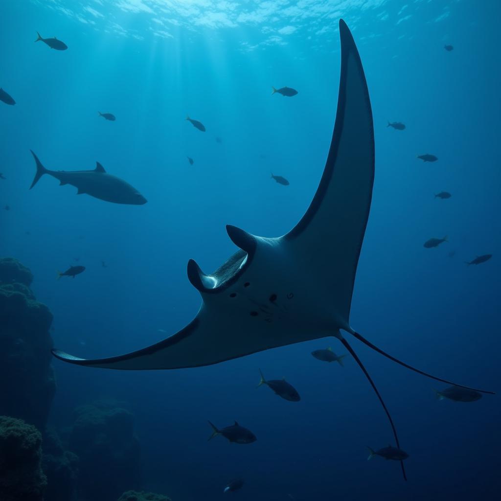 Dearbought Devil Ray performing underwater acrobatics