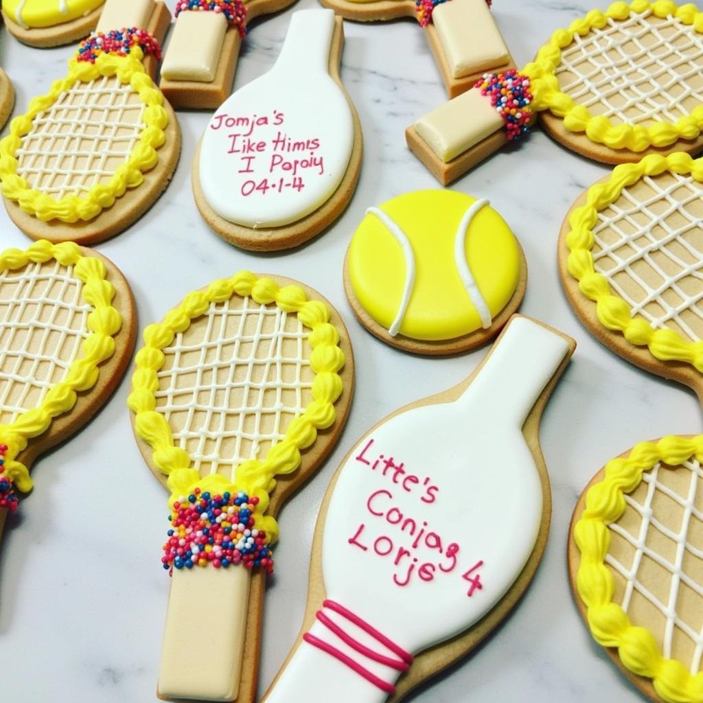 Decorated tennis racket cookies