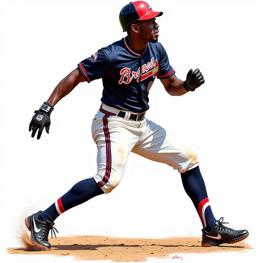 Deion Sanders in his Atlanta Braves Jersey