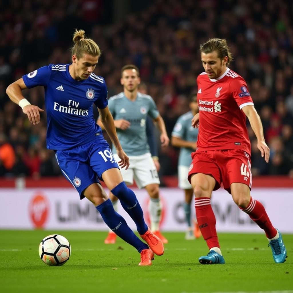 De Jong executing a precise through ball to a teammate making a run behind the defense