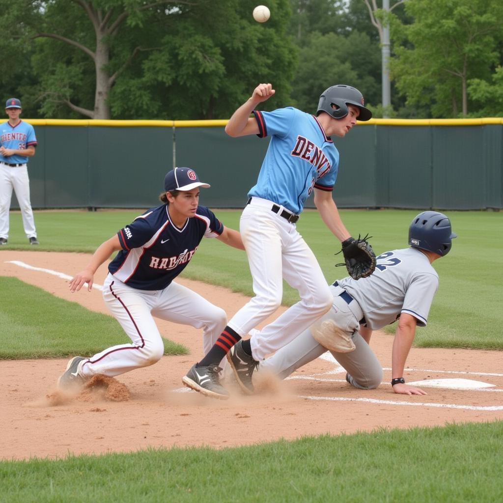 Denver Christian Baseball Game Action