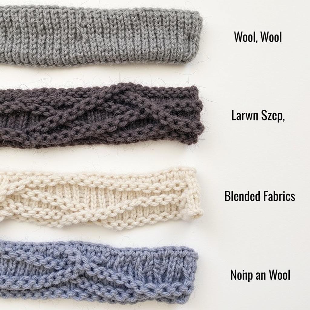 Close-up shots of different knit cap materials, highlighting their textures and properties.