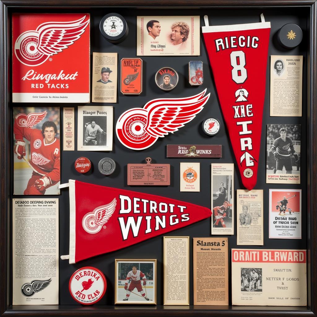 A Collection of Detroit Red Wings Retro Memorabilia