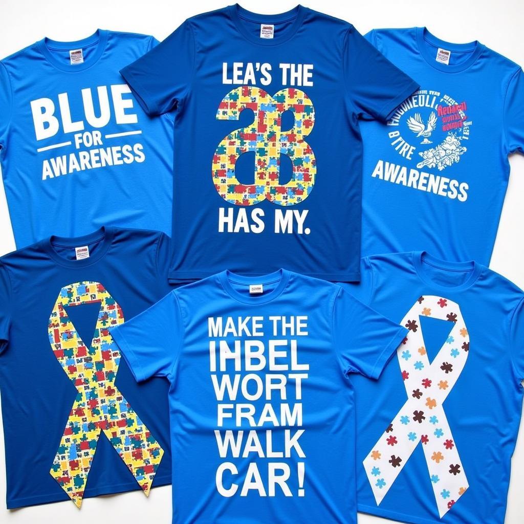 Different designs of blue autism awareness shirts