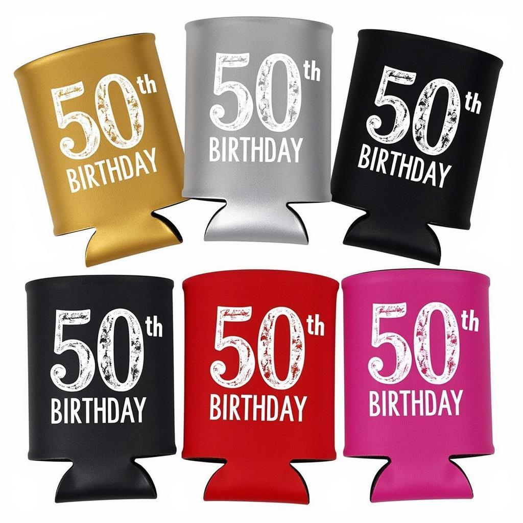 Different Colored 50th Birthday Koozies