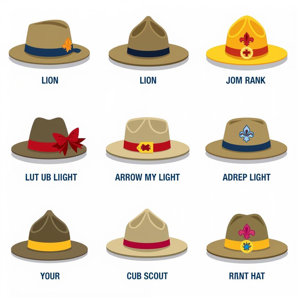 Various Cub Scout Hat Styles Organized by Rank