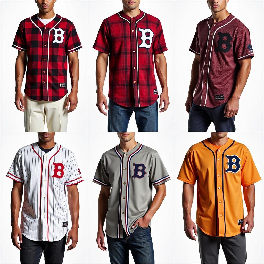 Different styles of flannel baseball jerseys showcased on models