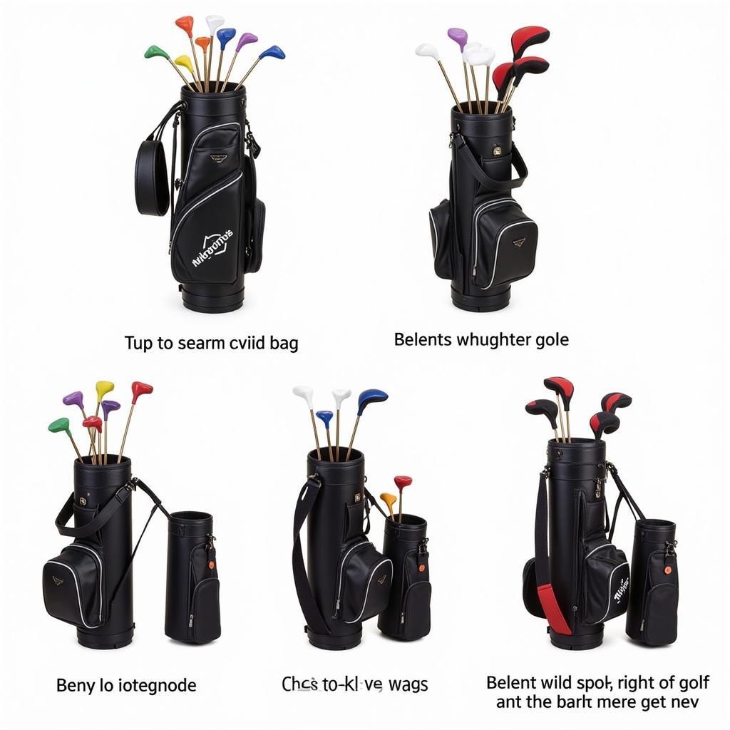 Different Golf Tee Holder Bags Attached to Golf Bags