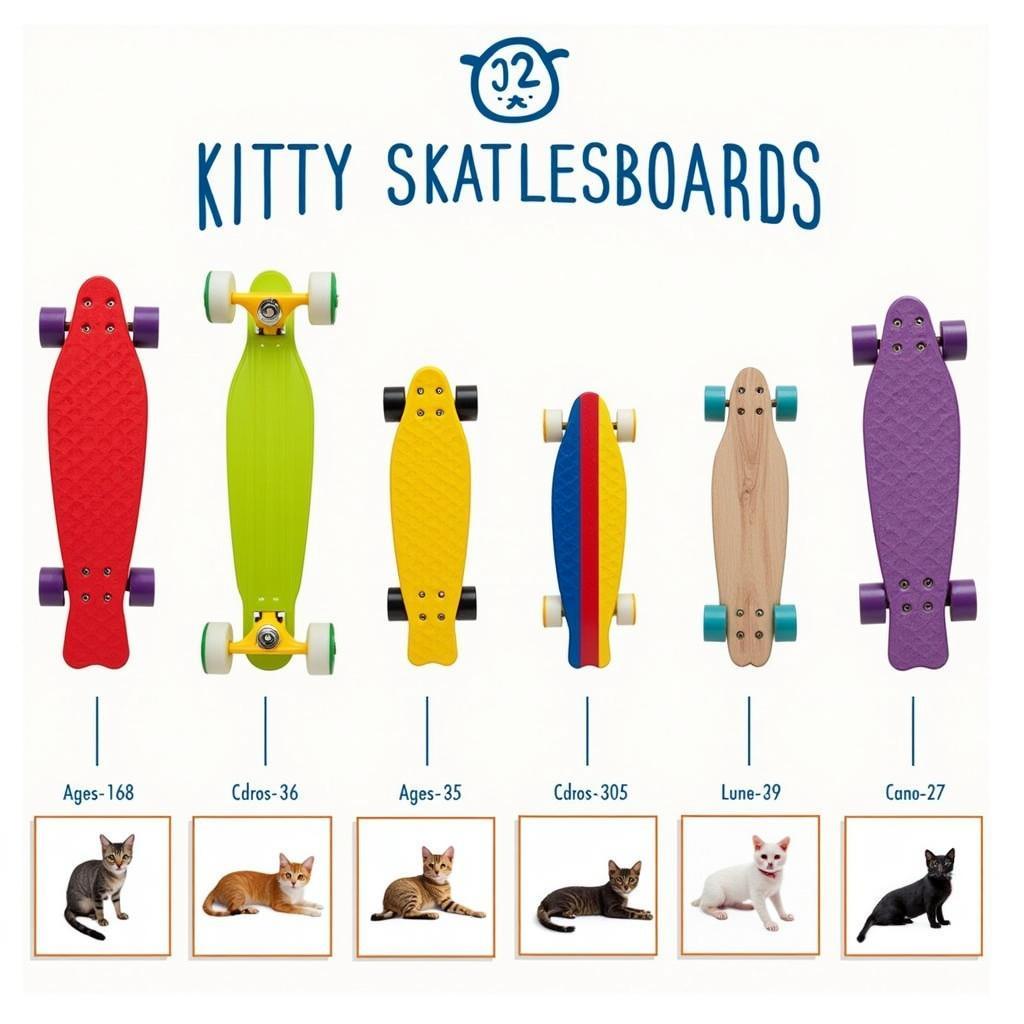 Variety of kitty skateboards