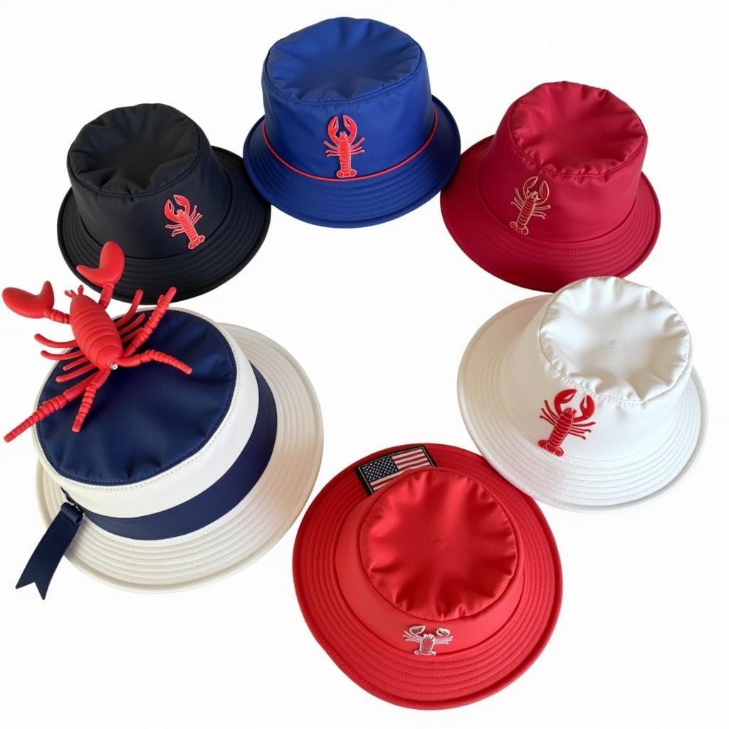 Variety of lobster bucket hat designs